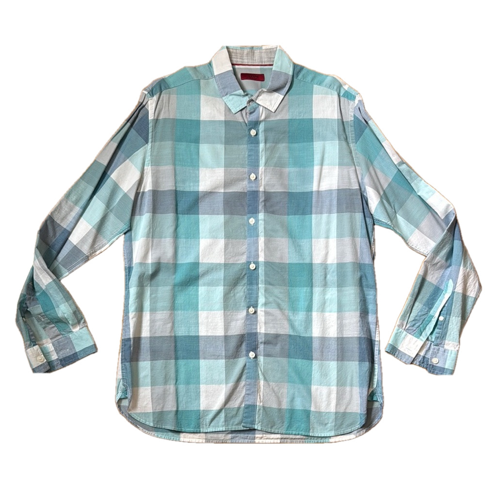 ALFANI Blue and White Checkered Men's Shirt